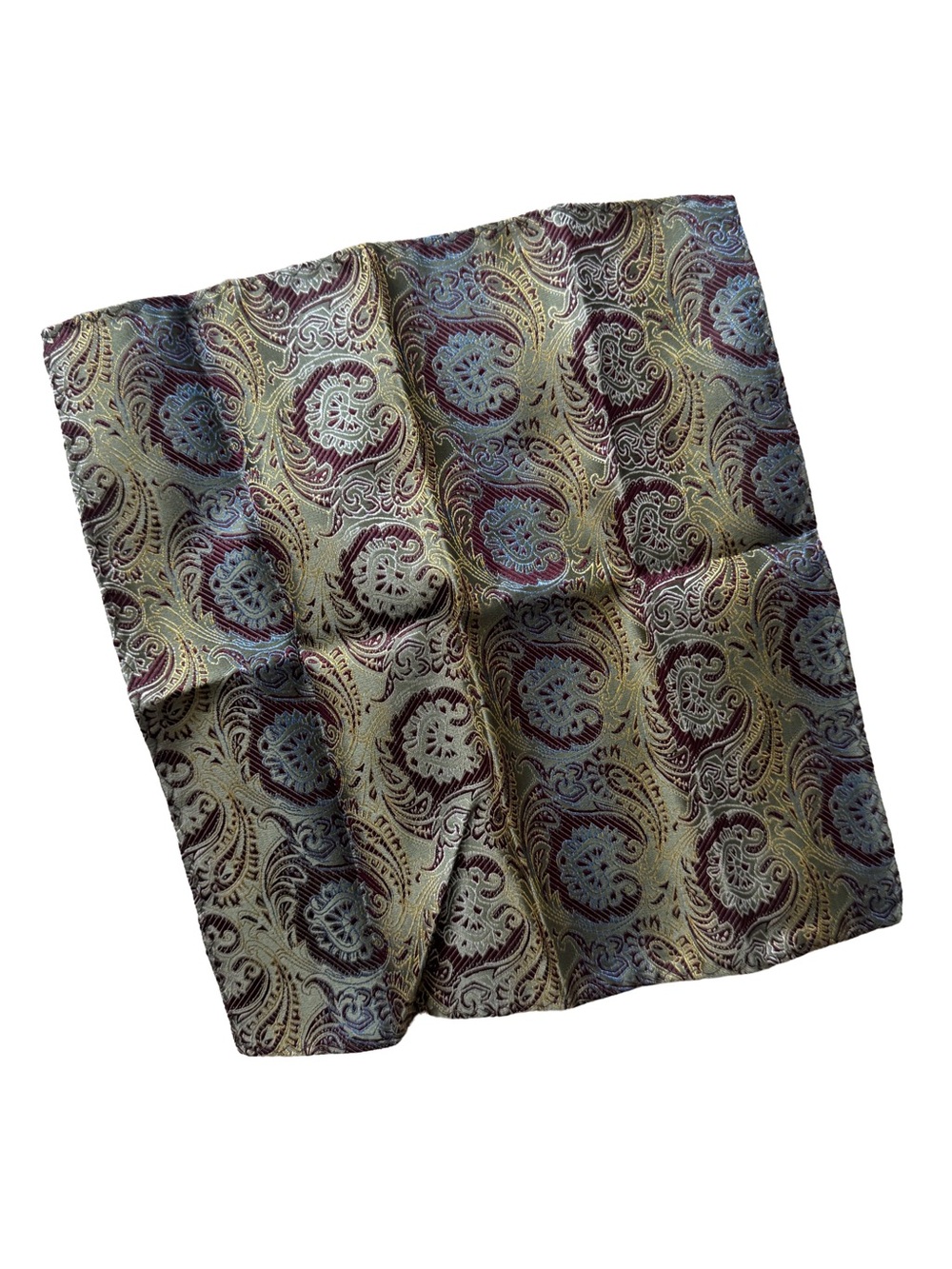 Vtg Handmade 100% Silk Paisley Pocket Square